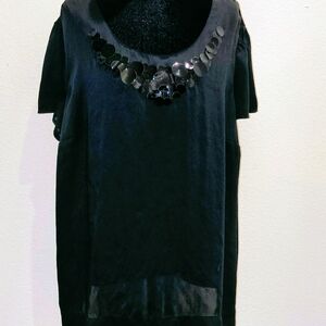 Apostrophe Women's Plus Size Black Top with Decorative Accents, 20-22W